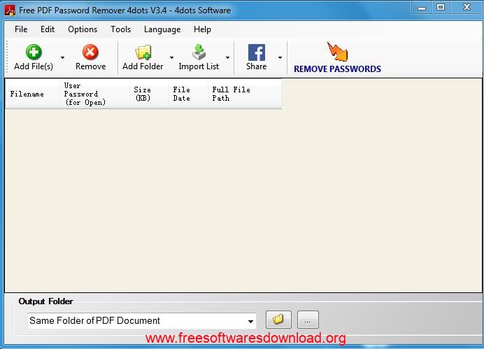 Free PDF Password Remover v3.4 a free tool to unlock PDF documents and remove passwords